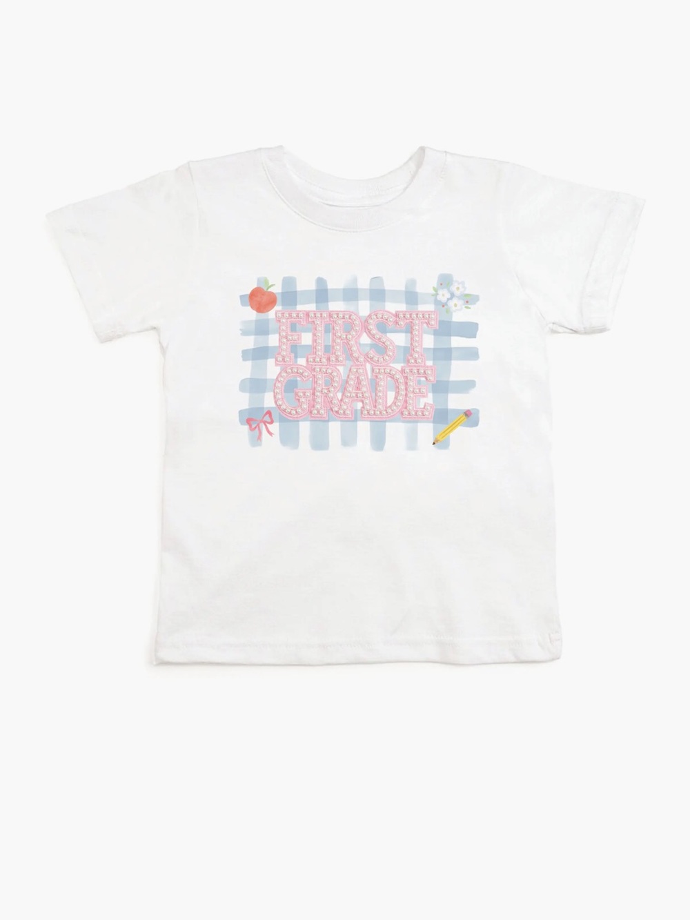Girls Light Blue Gingham Tiered Skirt and White Tee Outfit